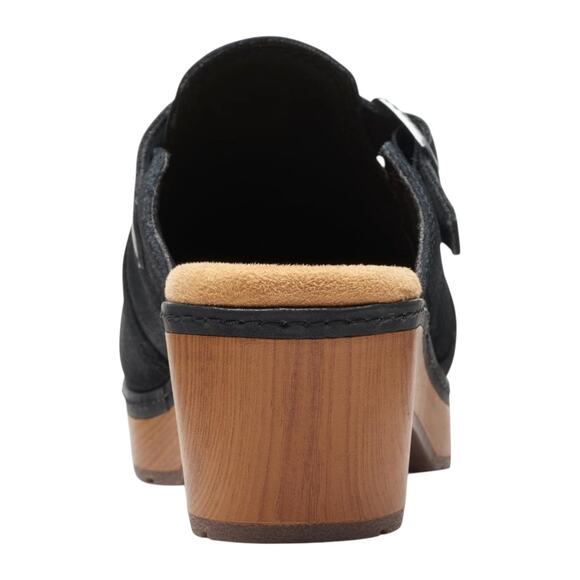 Clarks Women's Paizlee Nora Suede Slip On Buckled Platform Clogs Black Size 8 - Picture 3 of 5